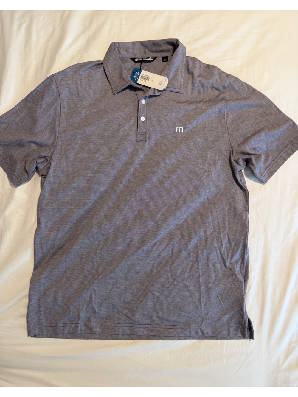NWT - Travis Matthew thin black and white striped golf polo PGA West 77 Prestige